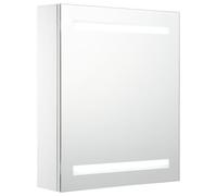 vidaXL LED Bathroom Mirror Cabinet with Internal Shelves and MDF Material in Melamine Finish for Superior Room Aesthetics and Easy Storage