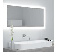 vidaXL LED Bathroom Mirror Concrete Grey 100x8.5x37 cm Acrylic Washroom Mirror