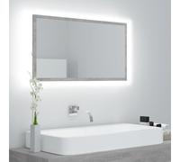 vidaXL LED Bathroom Mirror Concrete Grey 80x8.5x37 cm Acrylic Washroom Mirror