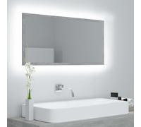 vidaXL LED Bathroom Mirror Concrete Grey 90x8.5x37 cm Acrylic