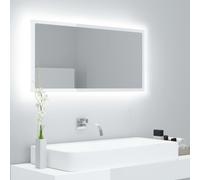 vidaXL LED Bathroom Mirror High Gloss White 90x8.5x37 cm Acrylic Wall Mirror
