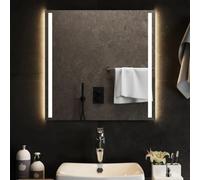 vidaXL LED Bathroom Mirror, Modern Square Mirror, 60x60cm Size, IP65 Waterproof Standard, Wall Mounted Vanity Mirror with USB Interface