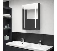 vidaXL LED Bathroom Mirror Shining Black Medicine Cabinet Furniture Vanity