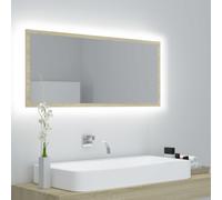 vidaXL LED Bathroom Mirror Sonoma Oak 100x8.5x37 cm Acrylic Washroom Mirror