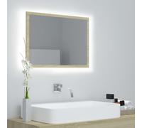 vidaXL LED Bathroom Mirror Sonoma Oak 60x8.5x37 cm Acrylic Washroom Mirror