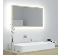 vidaXL LED Bathroom Mirror Sonoma Oak 80x8.5x37 cm Acrylic