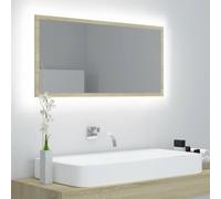 vidaXL LED Bathroom Mirror Sonoma Oak 90x8.5x37 cm Acrylic Washroom Mirror