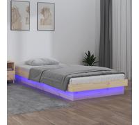 vidaXL LED Bed Frame without Mattress 90x200 cm Solid Wood