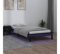 vidaXL LED Bed Frame without Mattress Black 100x200 cm Solid Wood