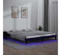 Vidaxl Led Bed Frame Without Mattress Black 120X190 Cm Small Double Solid Wood