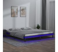 Vidaxl Led Bed Frame Grey 140X190 Cm Solid Wood