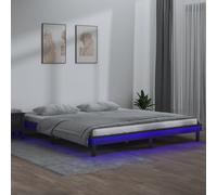 vidaXL LED Bed Frame without Mattress Grey 200x200 cm Solid Wood