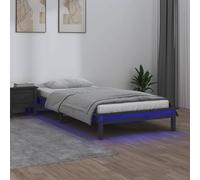 vidaXL LED Bed Frame without Mattress Grey 90x200 cm Solid Wood