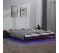 vidaXL LED Bed Frame without Mattress Honey Brown 140x190 cm Solid Wood