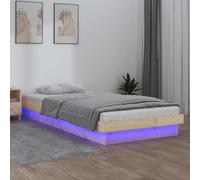 vidaXL LED Bed Frame without Mattress Single Solid Wood