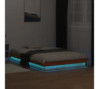 vidaXL LED Bed Frame without Mattress Wax Brown 120x190 cm Small Double Solid Wood (844421), Brown