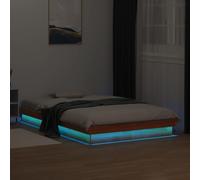 vidaXL LED Bed Frame without Mattress Wax Brown 120x200 cm Solid Wood