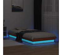 vidaXL LED Bed Frame without Mattress Wax Brown 75x190 cm Small Single Solid Wood