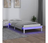 vidaXL LED Bed Frame without Mattress White 100x200 cm Solid Wood