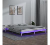 vidaXL LED Bed Frame without Mattress White 180x200 cm Super King Solid Wood