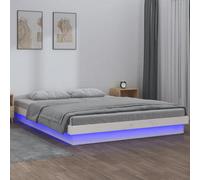 vidaXL LED Bed Frame without Mattress White Small Double Solid Wood