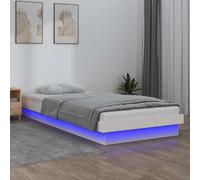 vidaXL LED Bed Frame without Mattress White Small Single Solid Wood