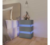 vidaXL LED Bedside Cabinet Grey Engineered Wood Telephone Stand Side Table