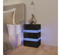 (high gloss black) vidaXL LED Bedside Cabinet Side Table Bed Stand Bed Cabinet Engineered Wood