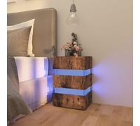 vidaXL LED Bedside Cabinet Smoked Oak Engineered Wood Side Table Nightstand