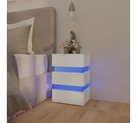 vidaXL LED Bedside Cabinet White Engineered Wood Telephone Stand Side Table