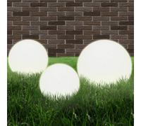 vidaXL LED Bowl Lamp Set - 3 Piece Spherical Garden Lights in White PMMA Material - Sizes 20/30/40 cm- E27 Socket - IP44 Protection Class - Landscape Pathway Lighting