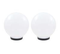 vidaXL Spherical LED Bowl Lamps for Garden, Patio, Path, Yard - 2pcs, White PMMA Garden Lights with E27 Socket