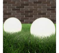 vidaXL 2x LED Bowl Lamps Spherical 30cm PMMA Outdoor Garden Lighting Fixture