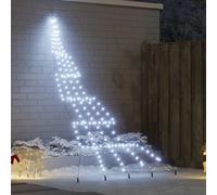 vidaXL LED Christmas Tree with Ground Spikes Cool White 306 cm Metal