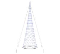 vidaXL LED Christmas Tree with Stand Blue 138.5 x 138.5 x 399 cm Metal, Modern Living Room, Durable Holiday Lighting, Festive String Lights, Christmas Decor, Seasonal Ambience, Tree Ornamentation