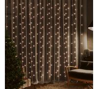 vidaXL LED Curtain Fairy Lights 3x3m 300 LED Warm White 8 Function, White