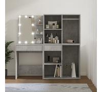 Vidaxl Led Dressing Table With 2 Cabinets Concrete Grey Engineered Wood