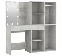 vidaXL LED Dressing Table with 2 Cabinets Concrete Grey Engineered Wood LED