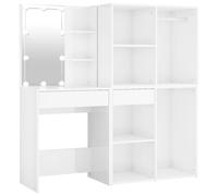 vidaXL LED Dressing Table with 2 Cabinets High Gloss White Engineered Wood