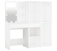 vidaXL LED Dressing Table with 2 Cabinets White Engineered Wood Makeup Table