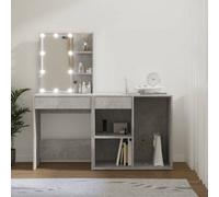 Vidaxl Led Dressing Table With Cabinet Concrete Grey Engineered Wood