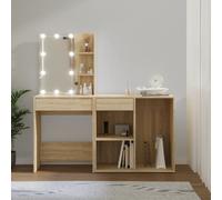 vidaXL LED Dressing Table with Cabinet Sonoma Oak Engineered Wood