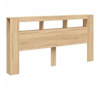 vidaXL LED Headboard 200 cm - Sonoma Oak Engineered Wood - Adjustable RGB Lights - Durable Construction - Multiple Built-in Storage Spaces