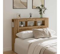 LED Headboard Bed Header Bedroom Storage Bed Headboard Engineered Wood vidaXL [EEK: N/A, A]