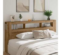 LED Headboard Bed Header Bedroom Storage Bed Headboard Engineered Wood vidaXL [EEK: N/A, A]