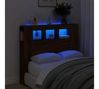 vidaXL LED Headboard Brown Oak 120x18.5x103.5 cm - Engineered Wood Modern Bedroom Furniture - With Vibrant RGB Lighting & Stable Top for Decor