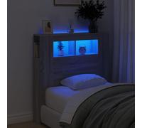 vidaXL Led Headboard Grey Sonoma 100X18.5X103.5 Cm Engineered Wood, Grey