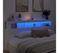 vidaXL LED Headboard White 220x18.5x103.5 cm Engineered Wood