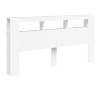vidaXL LED Headboard White - Engineered Wood Construction - Modern RGB Lighting - In-Built Storage - Bedroom Furniture