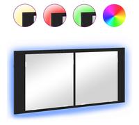 vidaXL LED Mirror Cabinet Black Oak 100 x 12 x 45 cm Engineered Wood